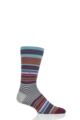 Mens 1 Pair Burlington Stripe Wool Socks - Burgundy Mix
