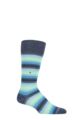 Mens 1 Pair Burlington Organic Cotton Striped Socks - Blue