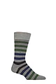 Mens 1 Pair Burlington Blackpool Multi Striped Cotton Socks - Greys