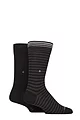 Mens 2 Pair Burlington Stripe Cotton Socks - Black