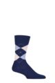 Mens 1 Pair Burlington Manchester Argyle Cotton Socks - Navy / Pink