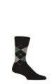 Mens 1 Pair Burlington King Argyle Cotton Socks - Black / Green