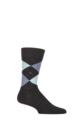 Mens 1 Pair Burlington King Argyle Cotton Socks - Black Blues