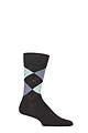 Mens 1 Pair Burlington King Argyle Cotton Socks - Black Blues