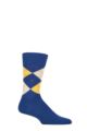 Mens 1 Pair Burlington King Argyle Cotton Socks - Smoky Blue