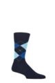Mens 1 Pair Burlington King Argyle Cotton Socks - Navy / Blue