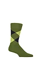Mens 1 Pair Burlington King Argyle Cotton Socks - Dark / Light Green