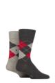 Mens 2 Pair Burlington Argyle Cotton Socks - Grey Melange