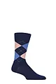 Mens 1 Pair Burlington Edinburgh Virgin Wool Argyle Socks - Navy Blue