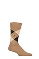 Mens 1 Pair Burlington Edinburgh Virgin Wool Argyle Socks - Brown