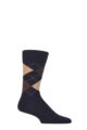 Mens 1 Pair Burlington Edinburgh Virgin Wool Argyle Socks - Navy Cream
