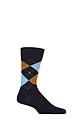 Mens 1 Pair Burlington Edinburgh Virgin Wool Argyle Socks - Dark Night