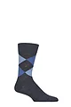 Mens 1 Pair Burlington Edinburgh Virgin Wool Argyle Socks - Dark Blue Melange