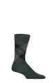 Mens 1 Pair Burlington Edinburgh Virgin Wool Argyle Socks - Forest