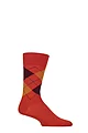 Mens 1 Pair Burlington Edinburgh Virgin Wool Argyle Socks - Red / Mustard