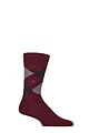 Mens 1 Pair Burlington Edinburgh Virgin Wool Argyle Socks - Dark Burgundy