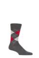 Mens 1 Pair Burlington Edinburgh Virgin Wool Argyle Socks - Grey / Red