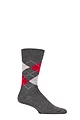 Mens 1 Pair Burlington Edinburgh Virgin Wool Argyle Socks - Grey / Red
