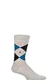 Mens 1 Pair Burlington Edinburgh Virgin Wool Argyle Socks - Light Grey