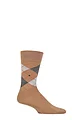 Mens 1 Pair Burlington Edinburgh Virgin Wool Argyle Socks - Sand / Grey
