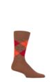 Mens 1 Pair Burlington Edinburgh Virgin Wool Argyle Socks - Brown / Orange