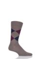 Mens 1 Pair Burlington Edinburgh Virgin Wool Argyle Socks - Brown
