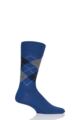 Mens 1 Pair Burlington Edinburgh Virgin Wool Argyle Socks - Navy / Black