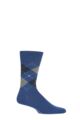 Mens 1 Pair Burlington Edinburgh Virgin Wool Argyle Socks - Royal / Grey / Navy