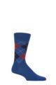 Mens 1 Pair Burlington Edinburgh Virgin Wool Argyle Socks - Blue / Navy / Red