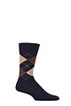 Mens 1 Pair Burlington Edinburgh Virgin Wool Argyle Socks - Navy / Browns