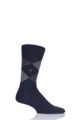 Mens 1 Pair Burlington Edinburgh Virgin Wool Argyle Socks - Navy