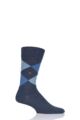 Mens 1 Pair Burlington Edinburgh Virgin Wool Argyle Socks - Blues