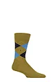 Mens 1 Pair Burlington Edinburgh Virgin Wool Argyle Socks - Khaki / Blue