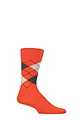 Mens 1 Pair Burlington Edinburgh Virgin Wool Argyle Socks - Orange / Grey