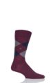 Mens 1 Pair Burlington Edinburgh Virgin Wool Argyle Socks - Burgundy