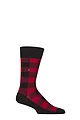 Mens 1 Pair Burlington We Care Buffalo Check Virgin Wool Socks - Red