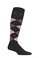 Mens 1 Pair Burlington Preston Extra Soft Argyle Knee High Socks - Brown