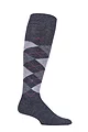 Mens 1 Pair Burlington Preston Extra Soft Argyle Knee High Socks - Black / Grey