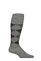 Mens 1 Pair Burlington Preston Extra Soft Argyle Knee High Socks - Grey / Black