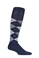 Mens 1 Pair Burlington Preston Extra Soft Argyle Knee High Socks - Navy / Grey