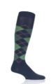 Mens 1 Pair Burlington Preston Soft Acrylic Knee High Socks - Navy / Green