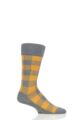 Mens 1 Pair Burlington Country Lumberjack Check Socks - Grey / Yellow