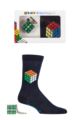 Mens 1 Pair Burlington Rubiks Cube Gift Boxed Cotton Socks with Keyring - Cube