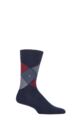 Mens 1 Pair Burlington Tie Rhomb Argyle Cotton Socks - Navy