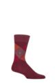 Mens 1 Pair Burlington Tie Rhomb Argyle Cotton Socks - Burgundy