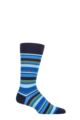 Mens 1 Pair Burlington Polo Stripe Cotton Socks - Blue