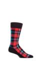 Mens 1 Pair Burlington Heritage Check Cotton Socks - Black / Red