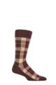 Mens 1 Pair Burlington Heritage Check Cotton Socks - Brown