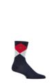 Mens 1 Pair Burlington Active Rhomb Cotton Sports Socks - Navy