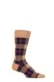 Mens 1 Pair Burlington Lodge All Over Check Cotton and Wool Socks - Oatmeal